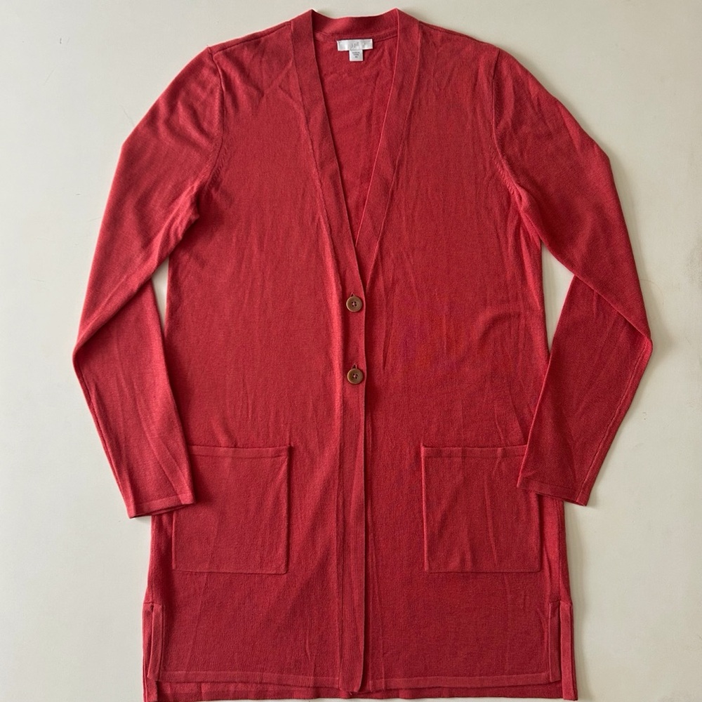 J. Jill Coral Longline Cardigan Two-Button Front Pockets Fall/Winter Size XS